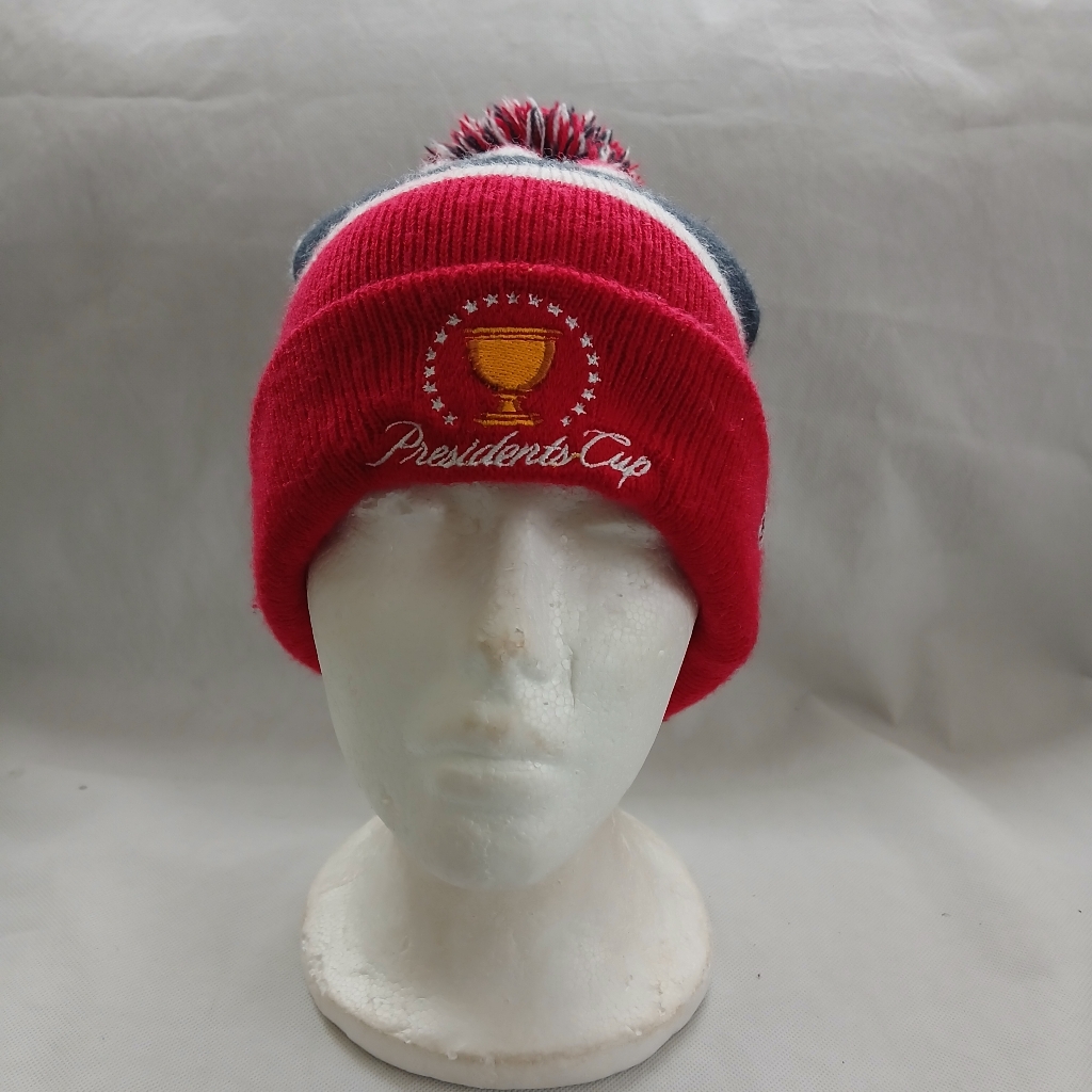 Presidents Cup Pompom Beanie Hat Red Black 47 Golf Tournament Presidents Cup Pompom Beanie Hat Red Black 47 Golf Tournament